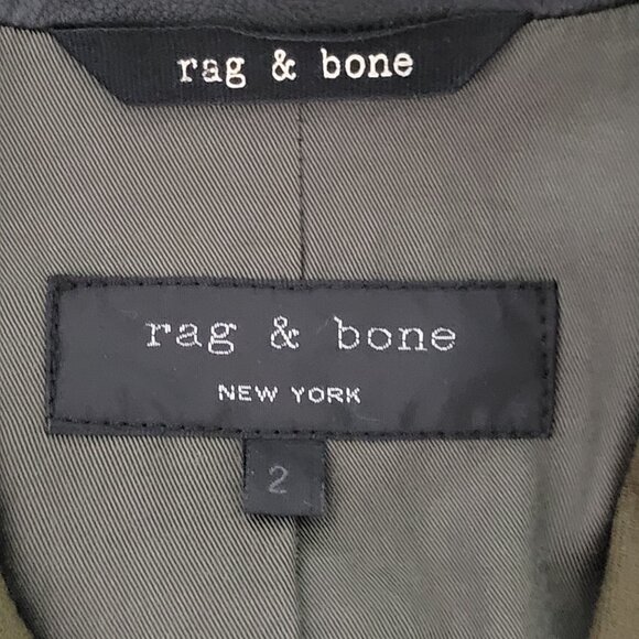 Rag & Bone Marshall Military Wool Jacket Womens Size 2 Olive Green Made in USA - Picture 4 of 8